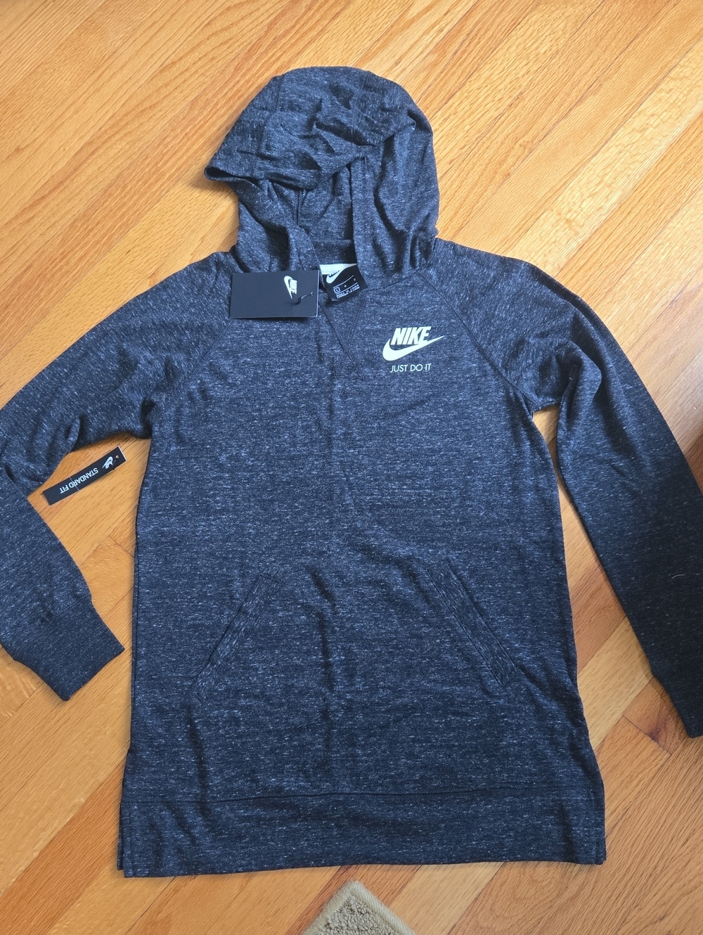 Nike Kids Dark Heather Gray Hooded Pullover Tee